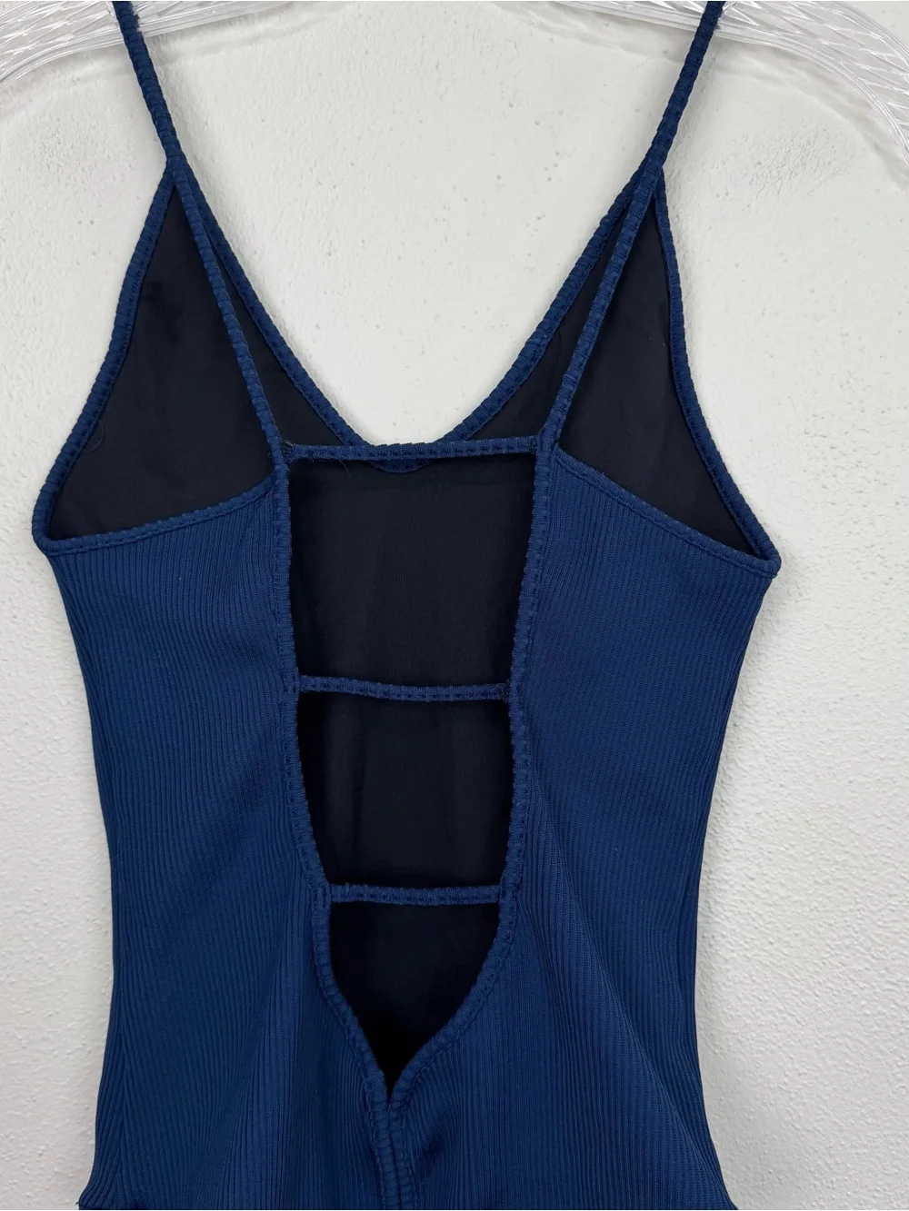 Indah Moonshine Rib One Piece Swimsuit Bodysuit Navy Blue Size Small Ribbed